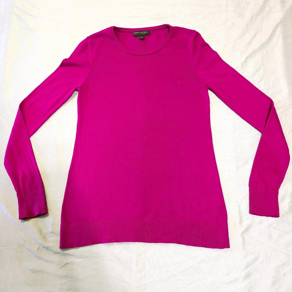 Banana Republic Pink Silk Cashmere Long Sleeve Knit Top Sweater Small